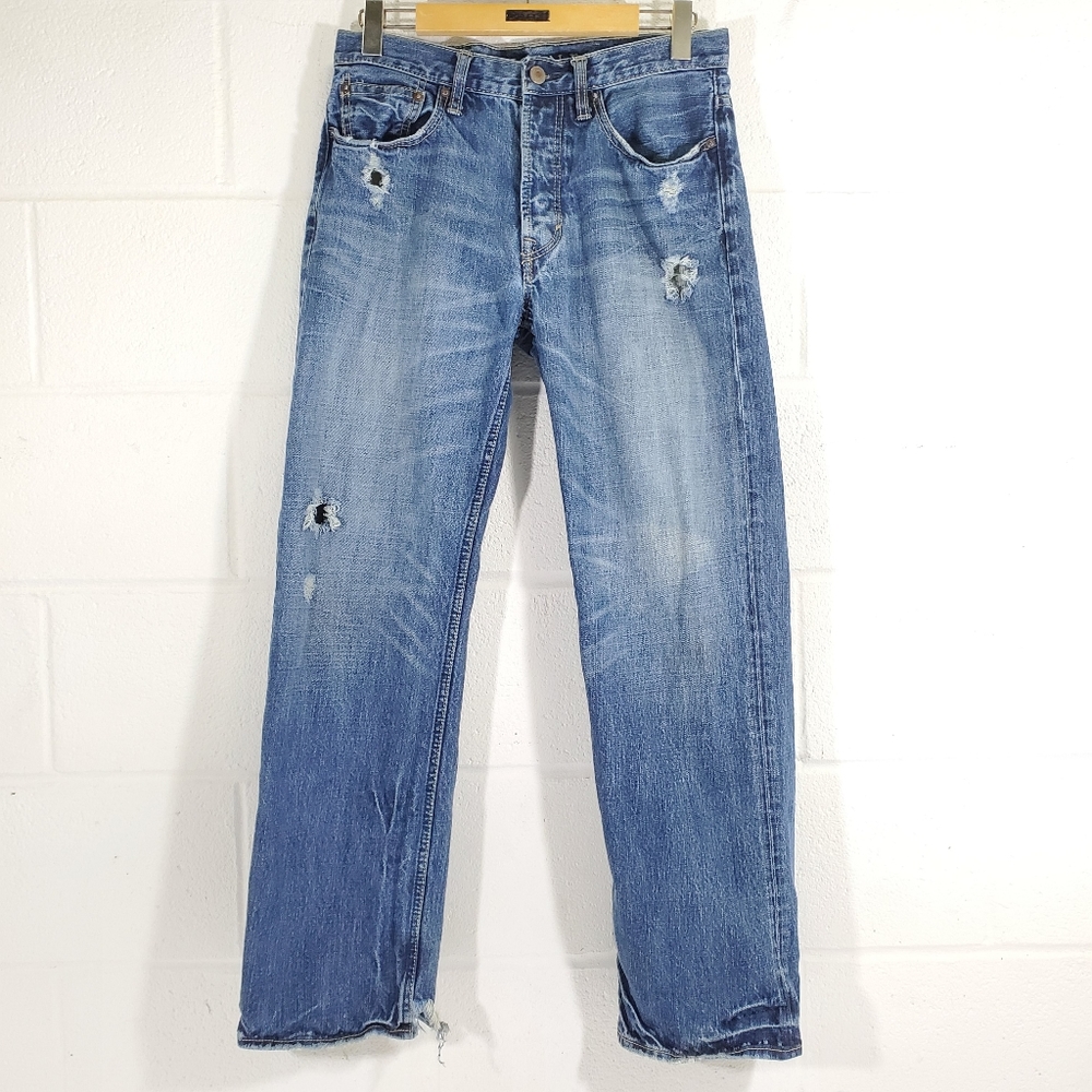 American Eagle 29x32 Low Loose Fit, Straight Leg Jeans Classic Button Fly Grunge